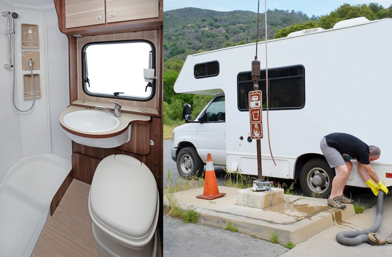 Portable RV/camper toilet and holding tank setup in Kearney, Nebraska