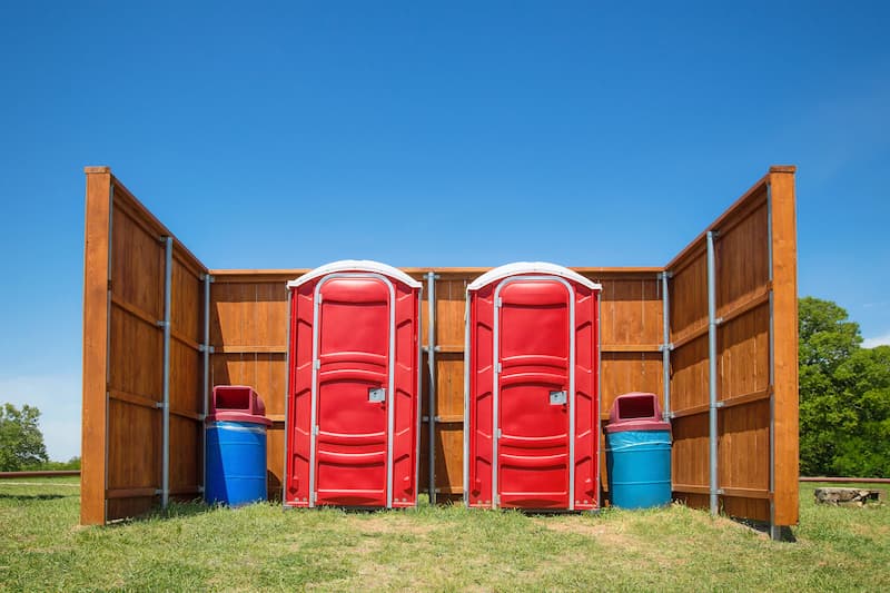 Short-term porta potty units staged for delivery in Kearney, Nebraska